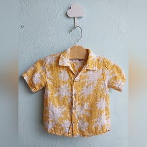 Zara Baby Yellow & White Palm Tree Button Up